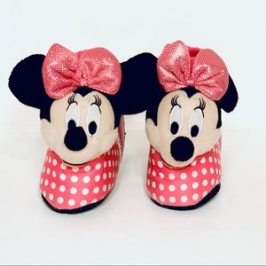 Toddler Disney Minnie Mouse Size L 9/10 Black/Pink/White Slippers